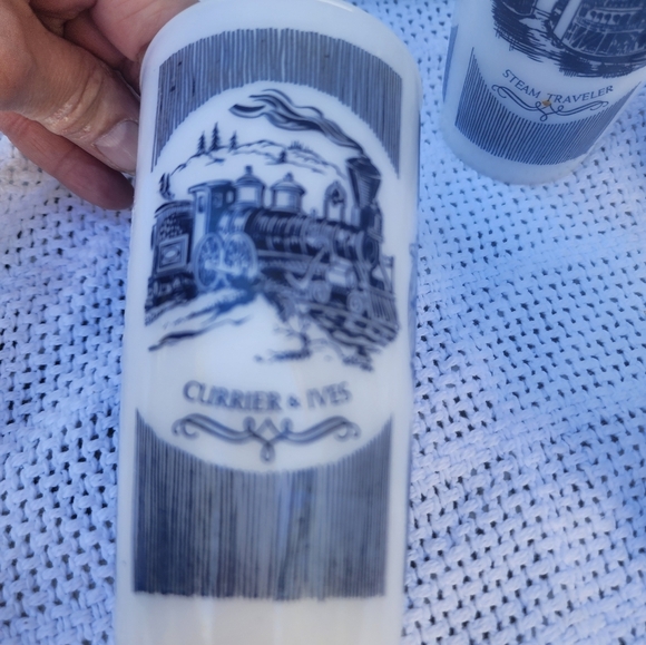 Currier and Ives Transportation milk glass‎ glasses 4 - Picture 6 of 10